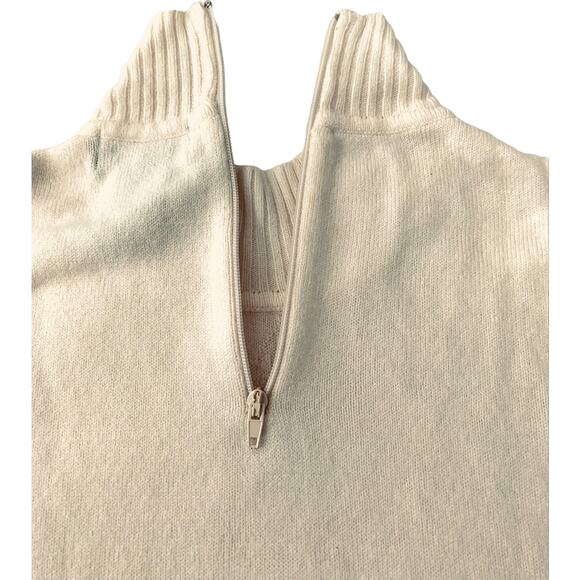 KORET SWEATER PULL-ON SHORT SLEEVE WOMENS, S, IVORY, STAND UP COLLAR, BACK ZIP - Picture 7 of 10